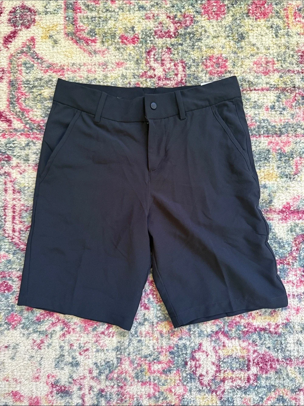 Nike Boy’s Black Athletic Golf Shorts with White Swoosh